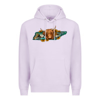 Lilac tennessee map long haired cow Premium Hoodie - Jasminsmagicworld