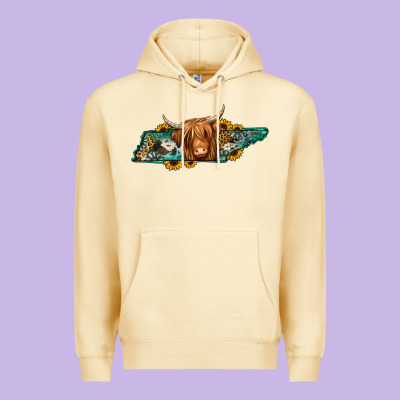 Tennessee Map Long Haired Cow Premium Hoodie Designed By Jasminsmagicworld