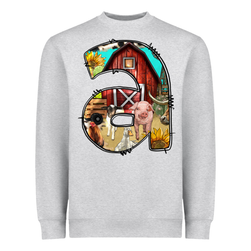 Farm Life Alphabet Lowercase Letters A Heavyweight Sweatshirt by BundleAndBundleShop | Teevron