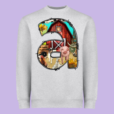 Farm Life Alphabet Lowercase Letters A Heavyweight Sweatshirt Designed By Bundleandbundleshop