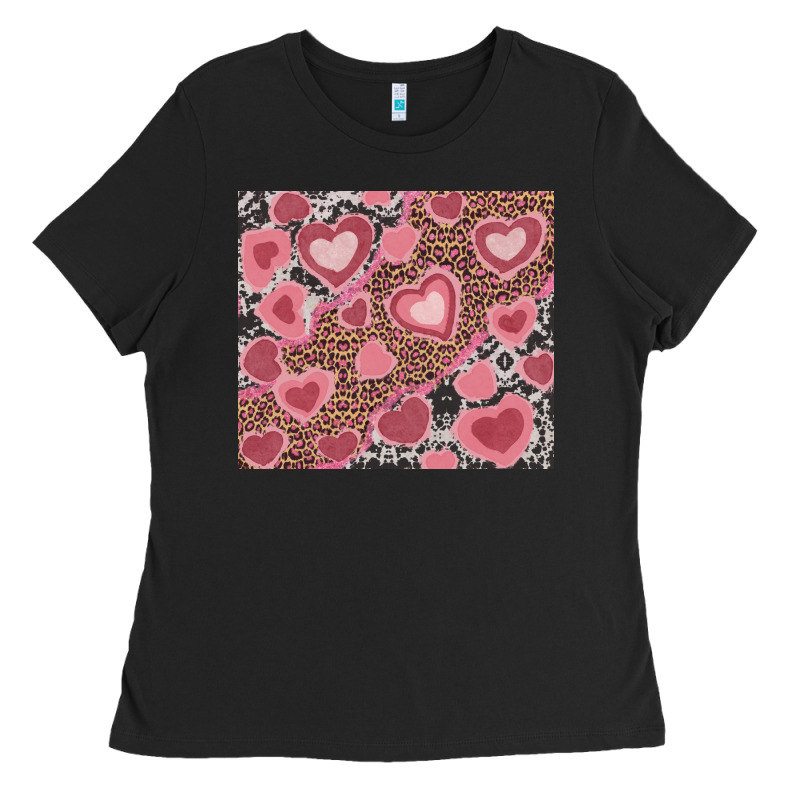 Valentine's Day Hearts With Leopard And Cowhide Ladies Tee by RanaPortraitStore | Teevron