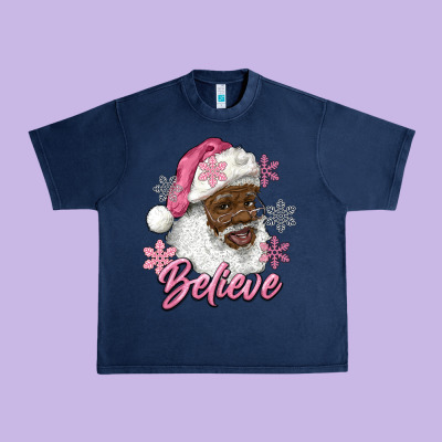 Pink Christmas African American Santa Believe Urban Heavy Tee Designed By Ranaportraitstore