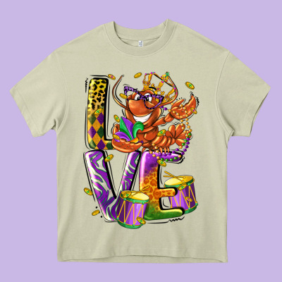 Mardi Gras Love Heavy Core Tee Designed By Lillyallendesigns