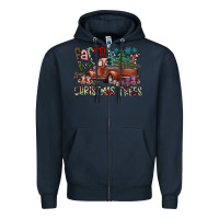 Navy fram fresh christmas trees Zipper Hoodie - SublimationCraftShop