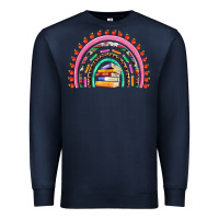 Navy teacher pen apple books rainbow Premium Sweatshirt - Artiststas
