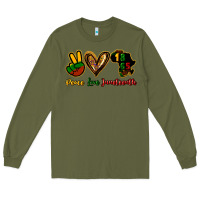 Army Green Peace love Juneteenth Long Sleeve Tee - HowdyJamesFarm