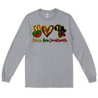 Heather Grey Peace love Juneteenth Long Sleeve Tee - HowdyJamesFarm