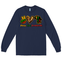 Navy Peace love Juneteenth Long Sleeve Tee - HowdyJamesFarm