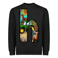 Black farm life alphabet lowercase letters h Heavyweight Sweatshirt - BundleAndBundleShop