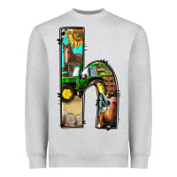 Heather Grey farm life alphabet lowercase letters h Heavyweight Sweatshirt - BundleAndBundleShop