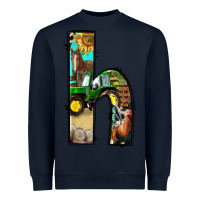 Navy farm life alphabet lowercase letters h Heavyweight Sweatshirt - BundleAndBundleShop