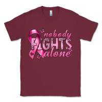 Burgundy nobody fights alone cancer Classic Tee - NancyCooperArtShop