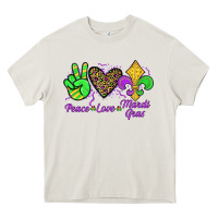 Cream peace love mardi gras Heavy Core Tee - JahusDesignShop
