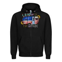 Black land of the free Zipper Hoodie - CowhideDigitalArt