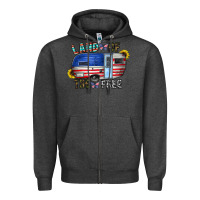 Charcoal Heather land of the free Zipper Hoodie - CowhideDigitalArt