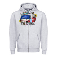 Heather Grey land of the free Zipper Hoodie - CowhideDigitalArt