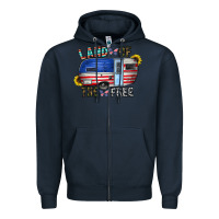 Navy land of the free Zipper Hoodie - CowhideDigitalArt