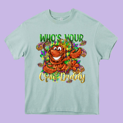 Who's Your Craw Daddy Mardi Gras Heavy Core Tee Designed By Lillyallendesigns