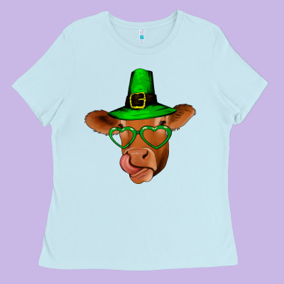 St Patricks Day Cow Ladies Tee Designed By Bettercallsaul