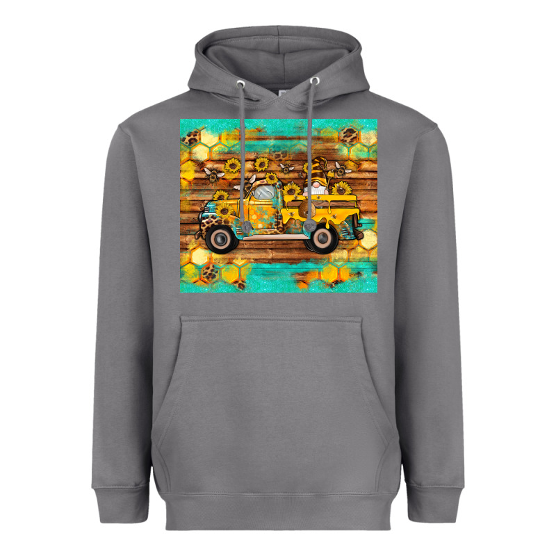 Western Bee Gnomes Truck Honeycomb  Leopard Turquoise Wooden Serape Heavyweight Hoodie by Artiststas | Teevron