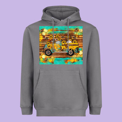 Western Bee Gnomes Truck Honeycomb  Leopard Turquoise Wooden Serape Heavyweight Hoodie Designed By Artiststas