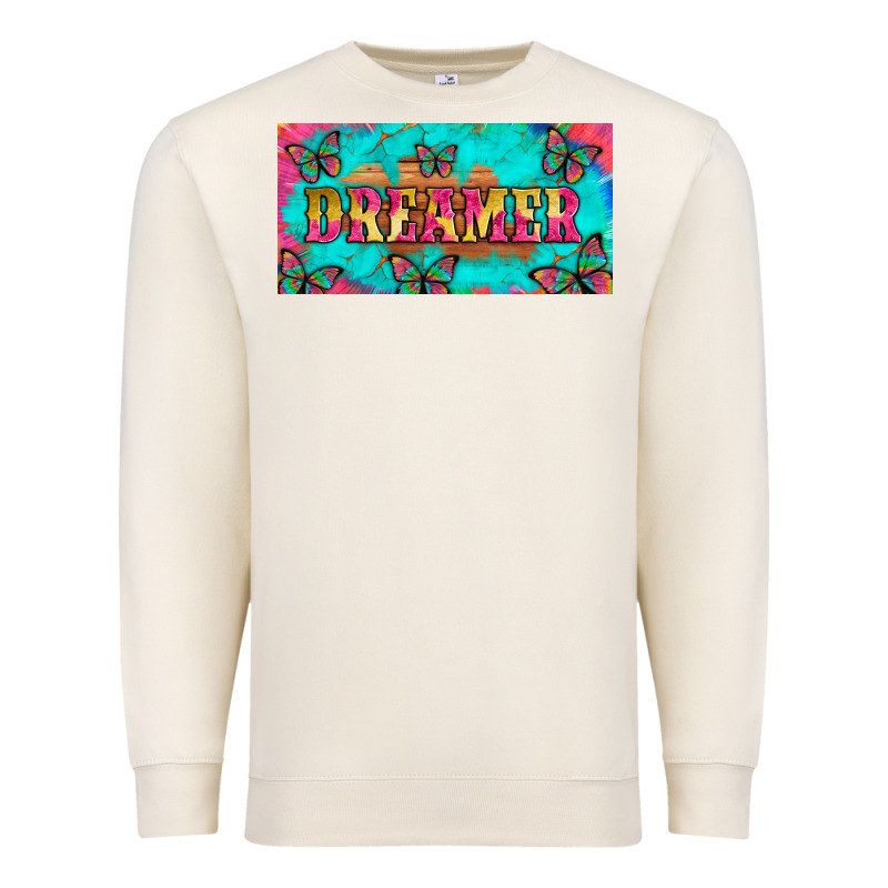 Dreamer With Butterfly And Tie Dye  Licance  Plate Premium Sweatshirt by Artiststas | Teevron