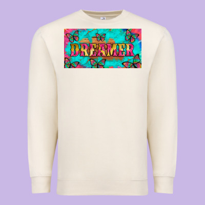 Dreamer With Butterfly And Tie Dye  Licance  Plate Premium Sweatshirt Designed By Artiststas