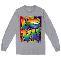 Heather Grey Love pride Long Sleeve Tee - CowGirlArtShop