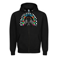 Black Racing Rainbow Zipper Hoodie - CowhideDigitalArt