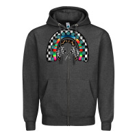 Charcoal Heather Racing Rainbow Zipper Hoodie - CowhideDigitalArt