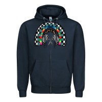 Navy Racing Rainbow Zipper Hoodie - CowhideDigitalArt