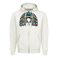 Oatmeal Heather Racing Rainbow Zipper Hoodie - CowhideDigitalArt