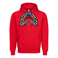 Red Racing Rainbow Zipper Hoodie - CowhideDigitalArt