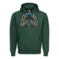 Sports Green Racing Rainbow Zipper Hoodie - CowhideDigitalArt
