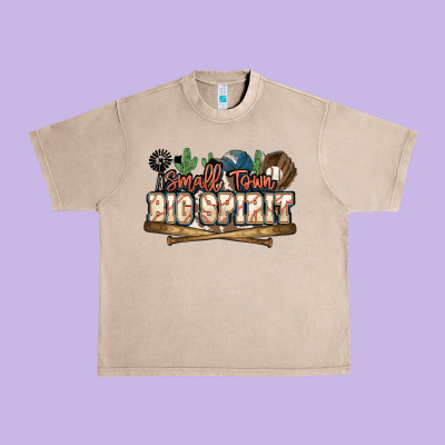 Small Town Big Spirit Baseball Urban Heavy Tee Designed By Howdyjamesfarm