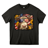 Asphalt Western 4th Of July Cow Background Heavy Core Tee - LillyAllenDesigns