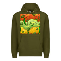 Army Green mexican sauce and jalapeno seamless pattern Premium Hoodie - BundleAndBundleShop