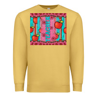 Antique Gold teacher with  flower glitter and serape leopard Premium Sweatshirt - Artiststas