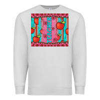 Dove Grey teacher with  flower glitter and serape leopard Premium Sweatshirt - Artiststas