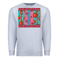 Heather Grey teacher with  flower glitter and serape leopard Premium Sweatshirt - Artiststas