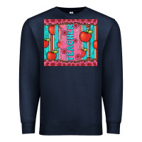 Navy teacher with  flower glitter and serape leopard Premium Sweatshirt - Artiststas