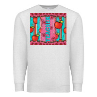Oatmeal Heather teacher with  flower glitter and serape leopard Premium Sweatshirt - Artiststas