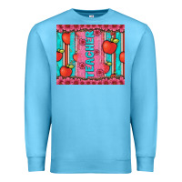 Ocean Blue teacher with  flower glitter and serape leopard Premium Sweatshirt - Artiststas