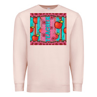 Pale Pink teacher with  flower glitter and serape leopard Premium Sweatshirt - Artiststas