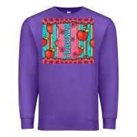 Purple teacher with  flower glitter and serape leopard Premium Sweatshirt - Artiststas