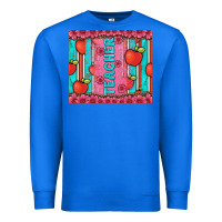 True Royal teacher with  flower glitter and serape leopard Premium Sweatshirt - Artiststas