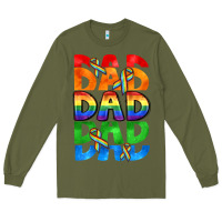 Army Green Dad dad dad pride Long Sleeve Tee - CowGirlArtShop