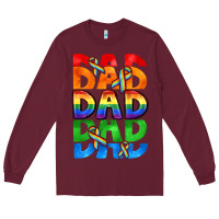 Burgundy Dad dad dad pride Long Sleeve Tee - CowGirlArtShop