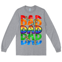 Heather Grey Dad dad dad pride Long Sleeve Tee - CowGirlArtShop