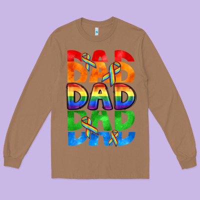 Dad Dad Dad Pride Long Sleeve Tee Designed By Cowgirlartshop